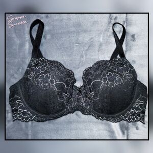 Victoria's Secret Dream Angels Vintage Black Gold Lace Lined Demi Bra 36C